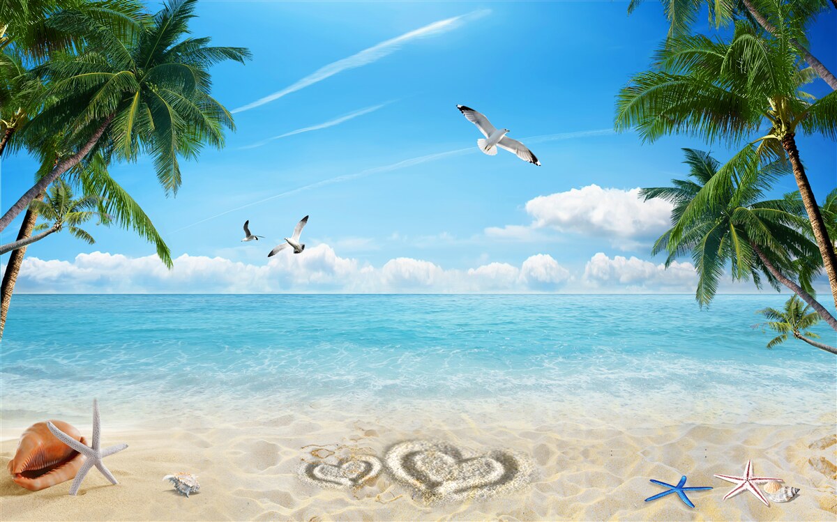 Papier peint océan et plage de sable