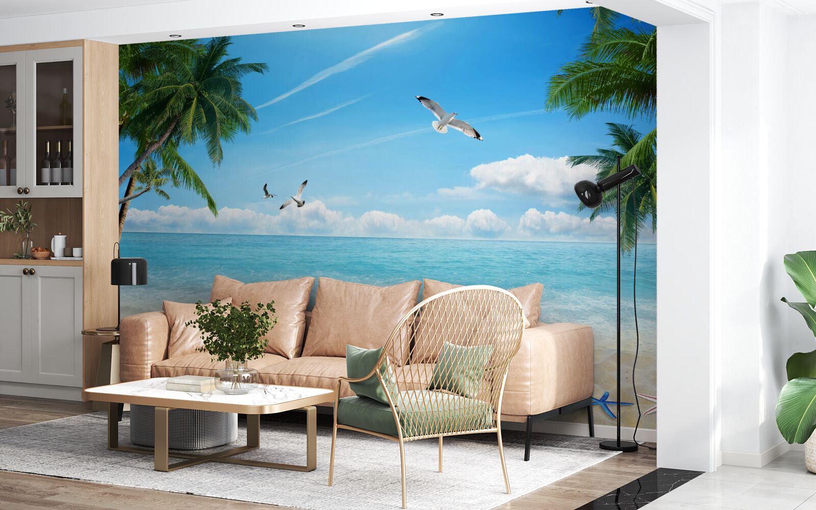 Papier peint océan et plage de sable