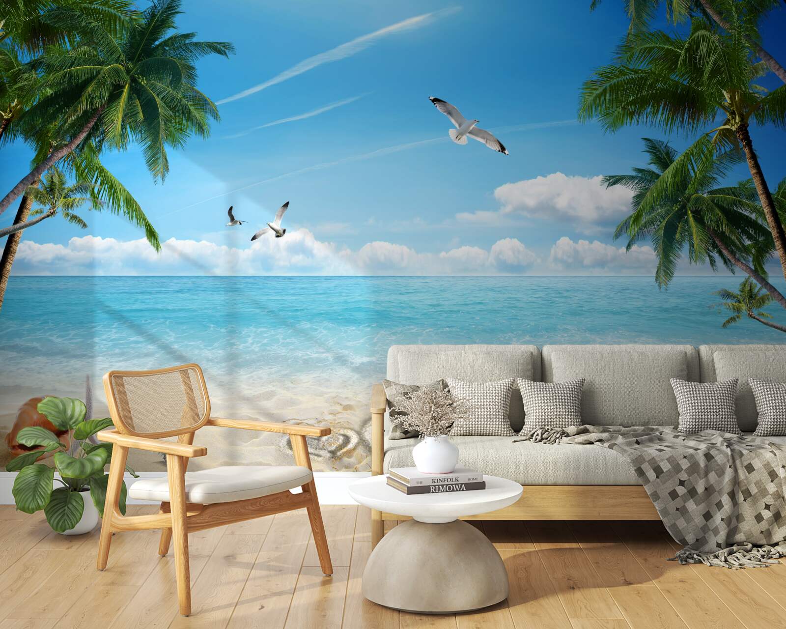 Papier peint océan et plage de sable