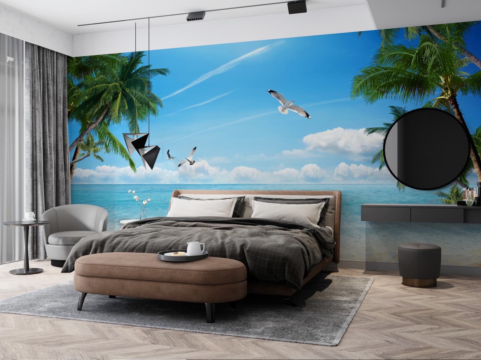 Papier peint océan et plage de sable