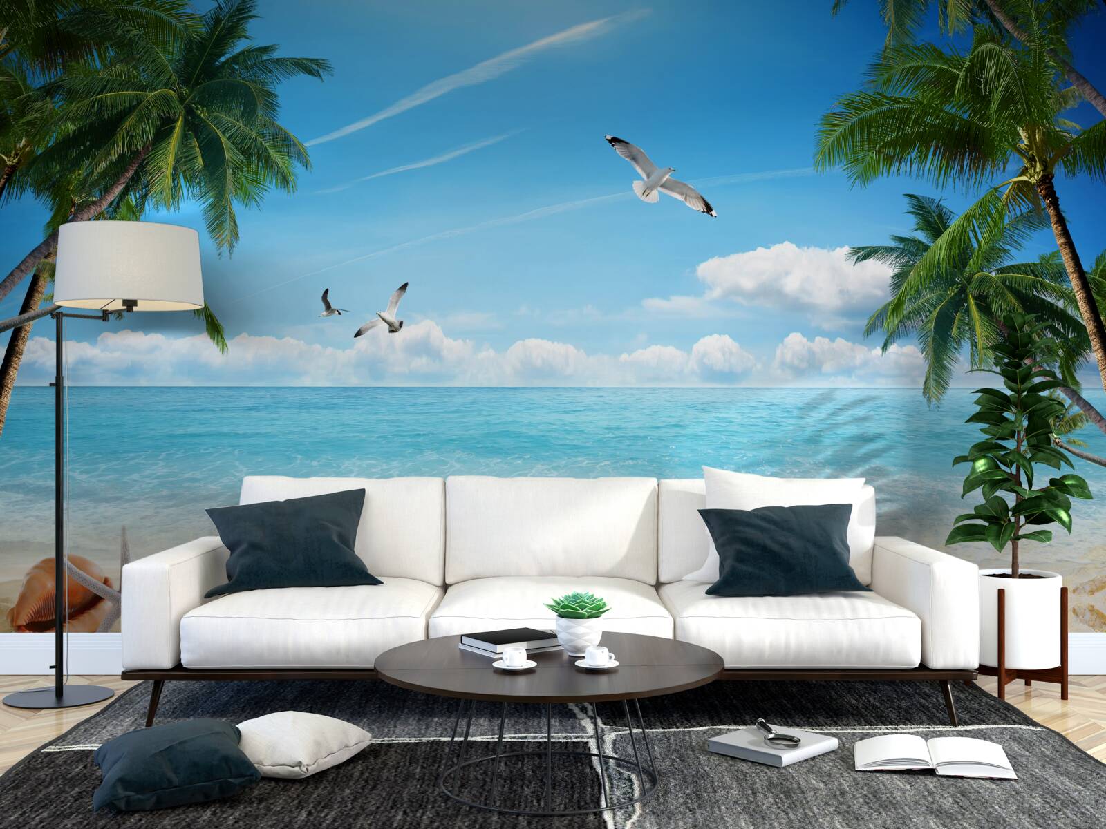 Papier peint océan et plage de sable