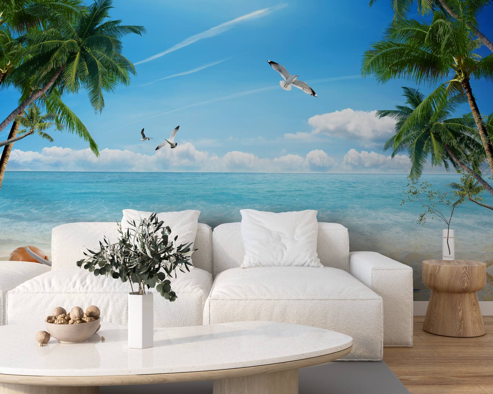 Papier peint océan et plage de sable