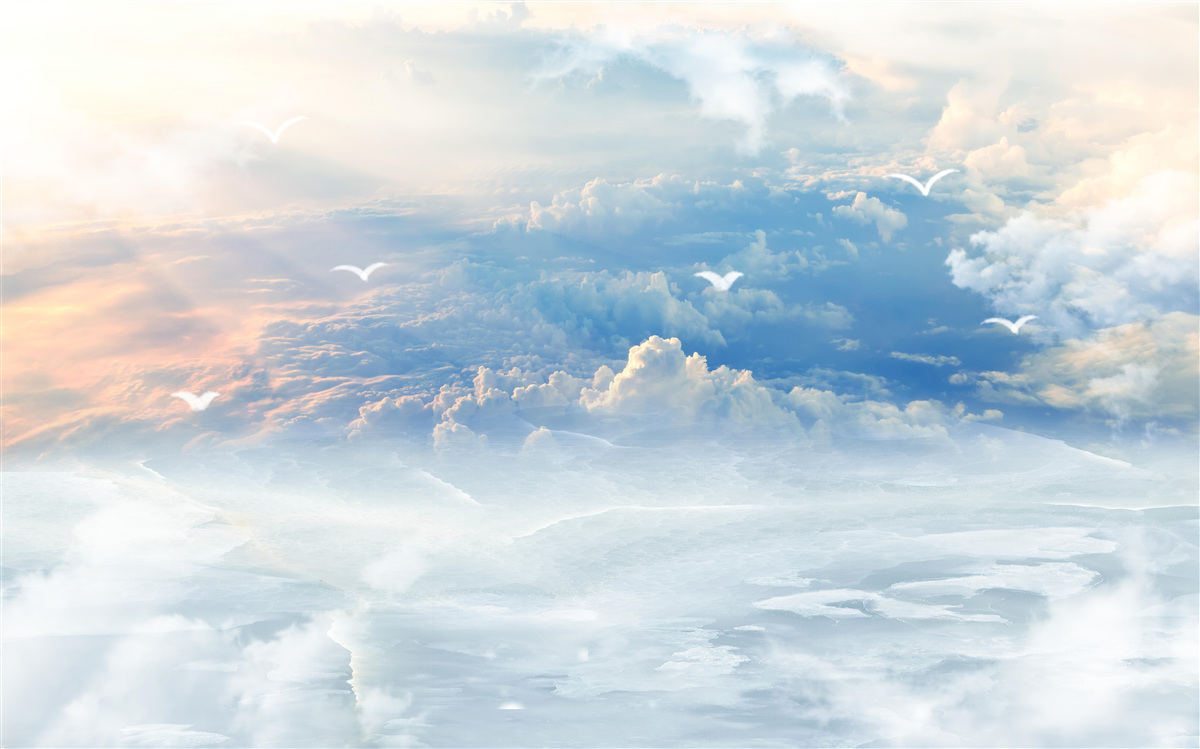 Papier peint les nuages recouverts d'un doux duvet reposent tranquillement