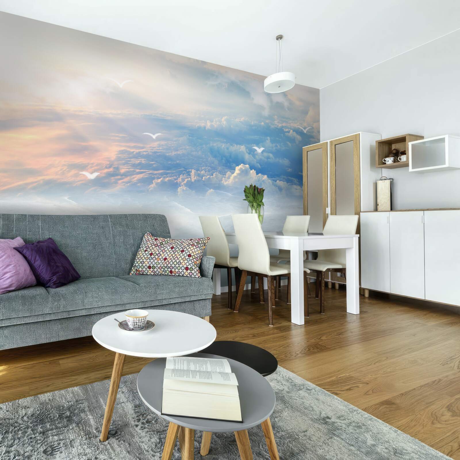 Papier peint les nuages recouverts d'un doux duvet reposent tranquillement