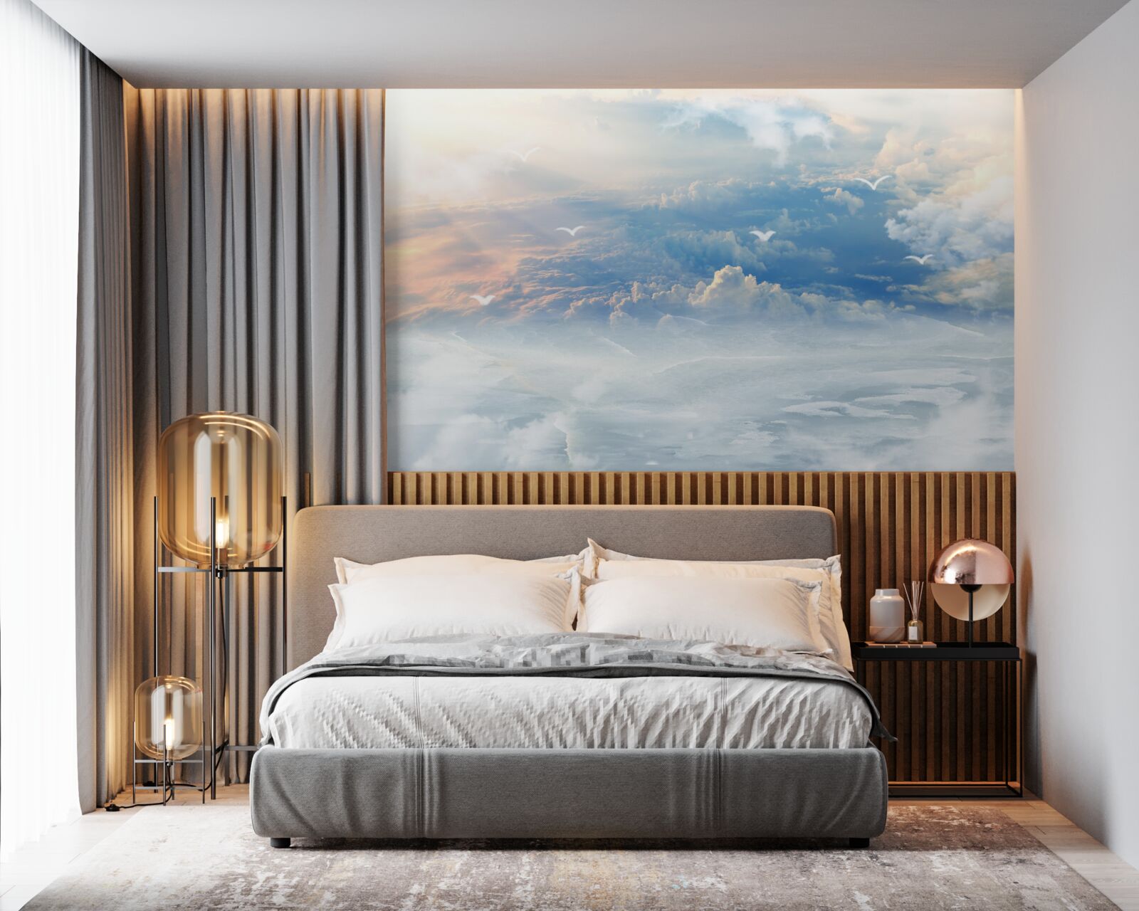 Papier peint les nuages recouverts d'un doux duvet reposent tranquillement