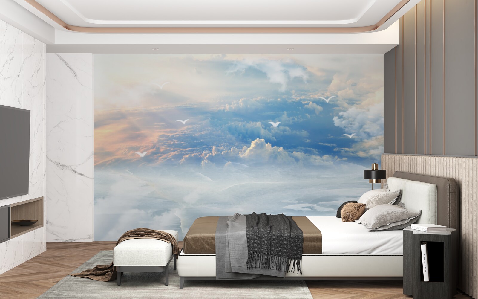 Papier peint les nuages recouverts d'un doux duvet reposent tranquillement