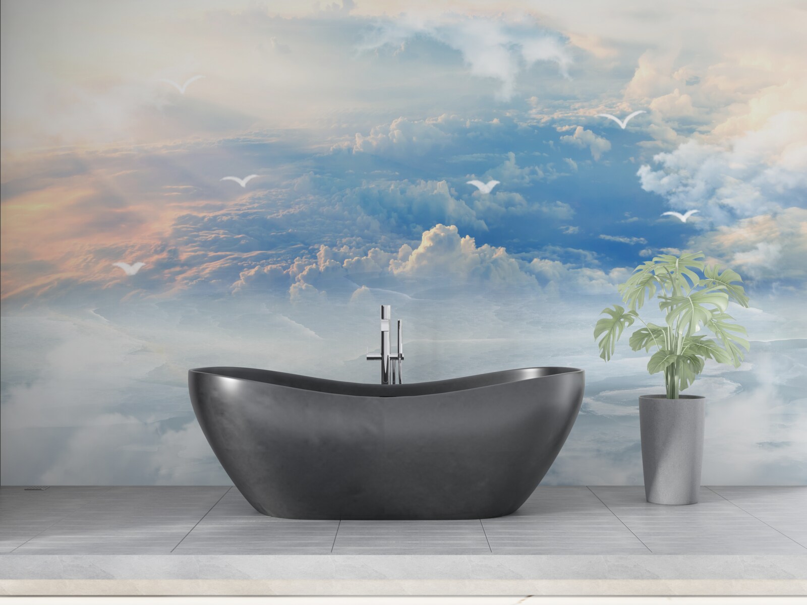 Papier peint les nuages recouverts d'un doux duvet reposent tranquillement