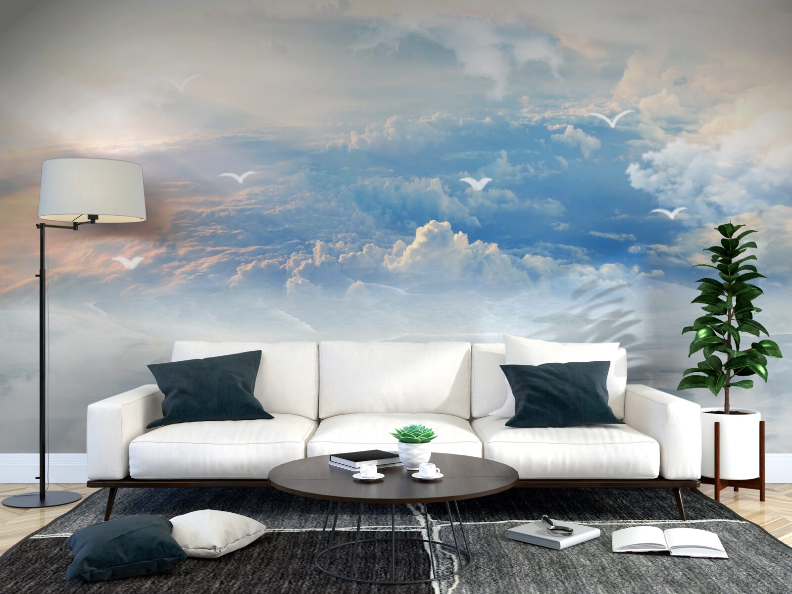 Papier peint les nuages recouverts d'un doux duvet reposent tranquillement