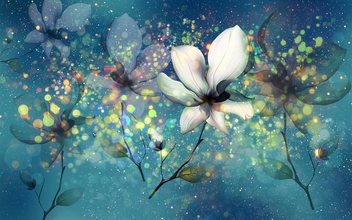 Papier peint couleurs exclusives sur fond de saphir foncé