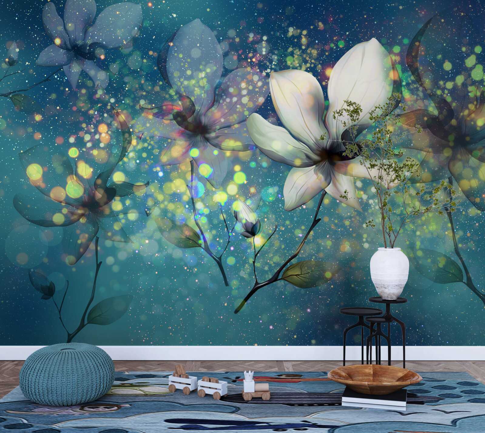 Papier peint couleurs exclusives sur fond de saphir foncé