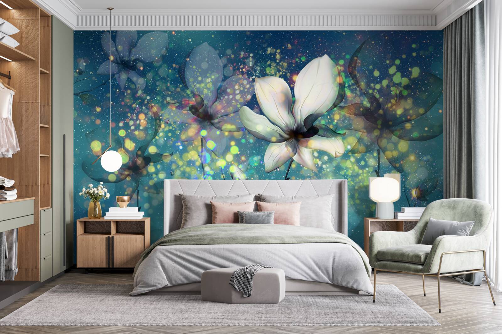 Papier peint couleurs exclusives sur fond de saphir foncé