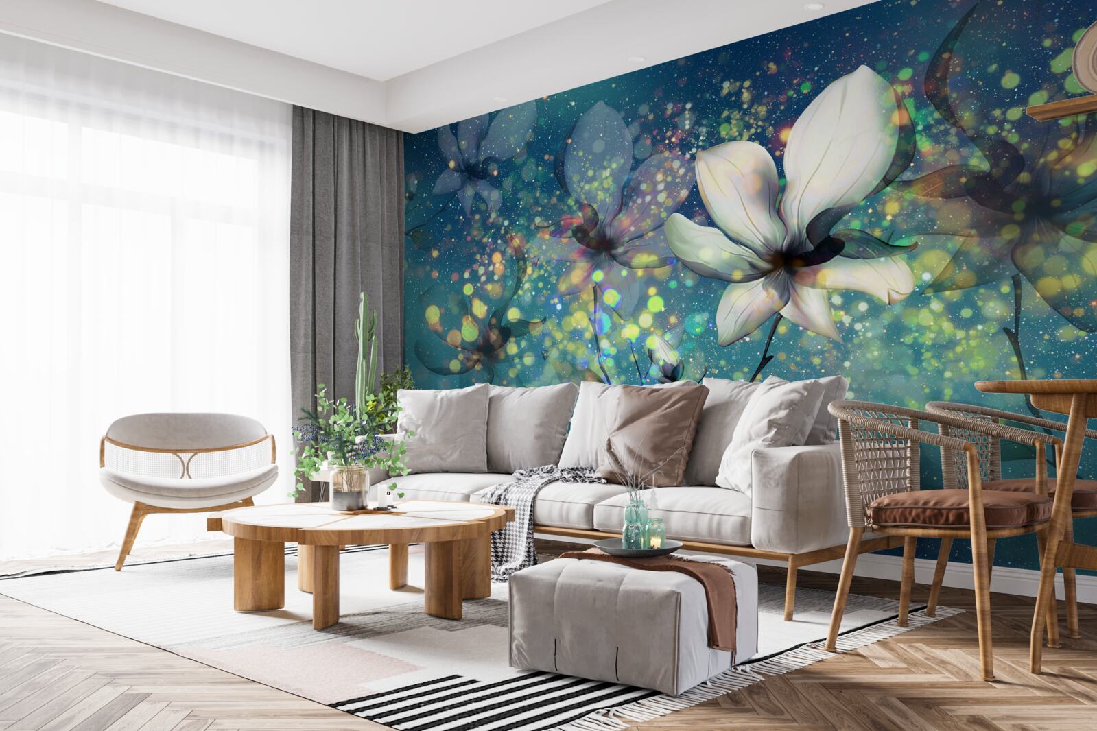 Papier peint couleurs exclusives sur fond de saphir foncé