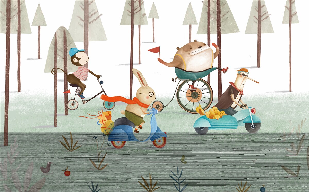 Papier peint compétitions d'animaux dans la forêt dense