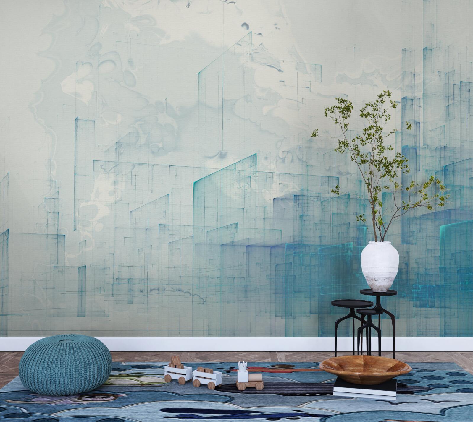 Papier peint ville abstraite enveloppée de brume