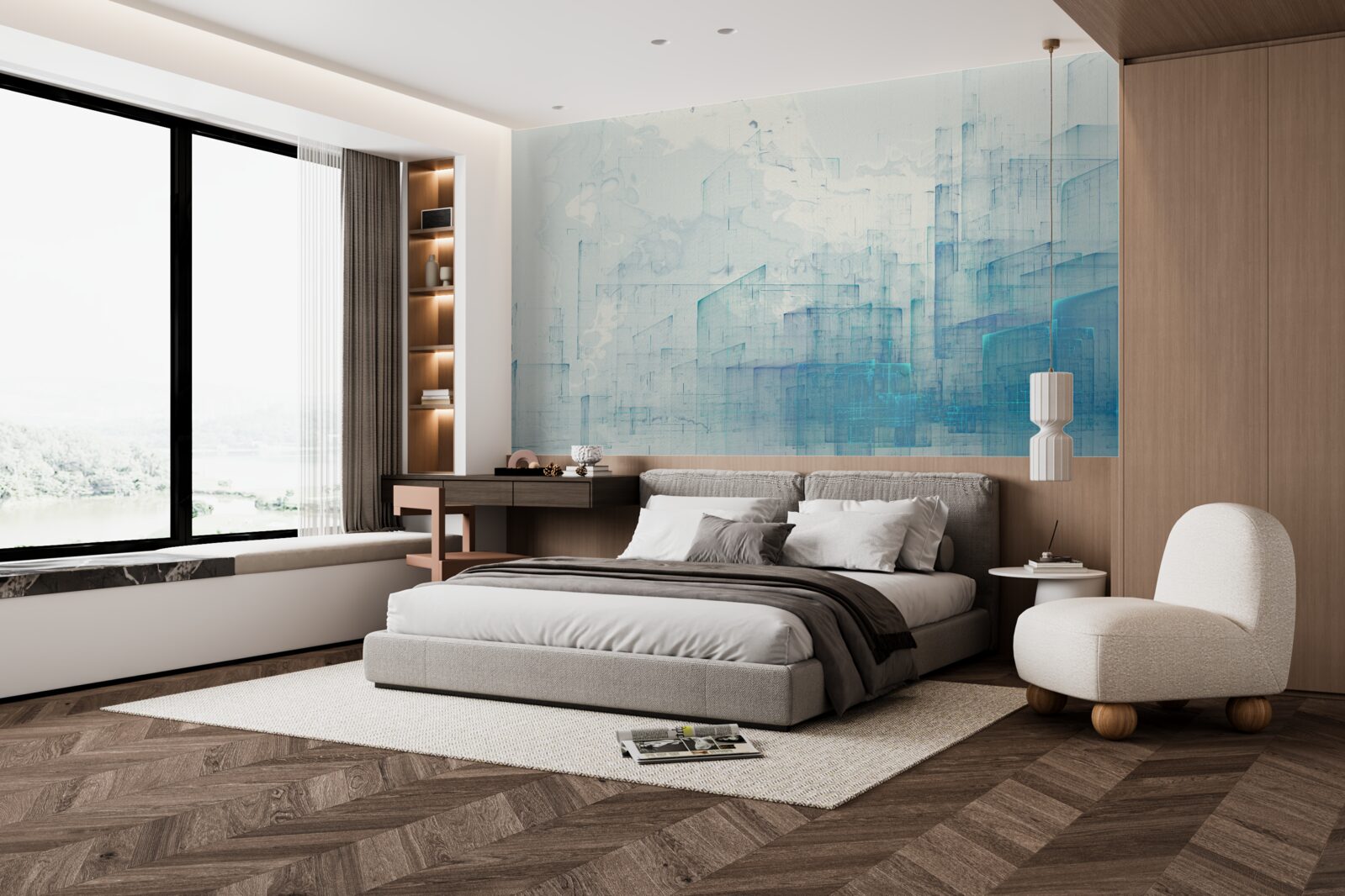 Papier peint ville abstraite enveloppée de brume