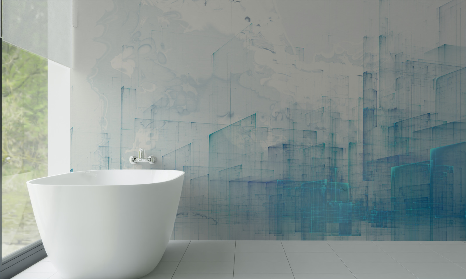 Papier peint ville abstraite enveloppée de brume