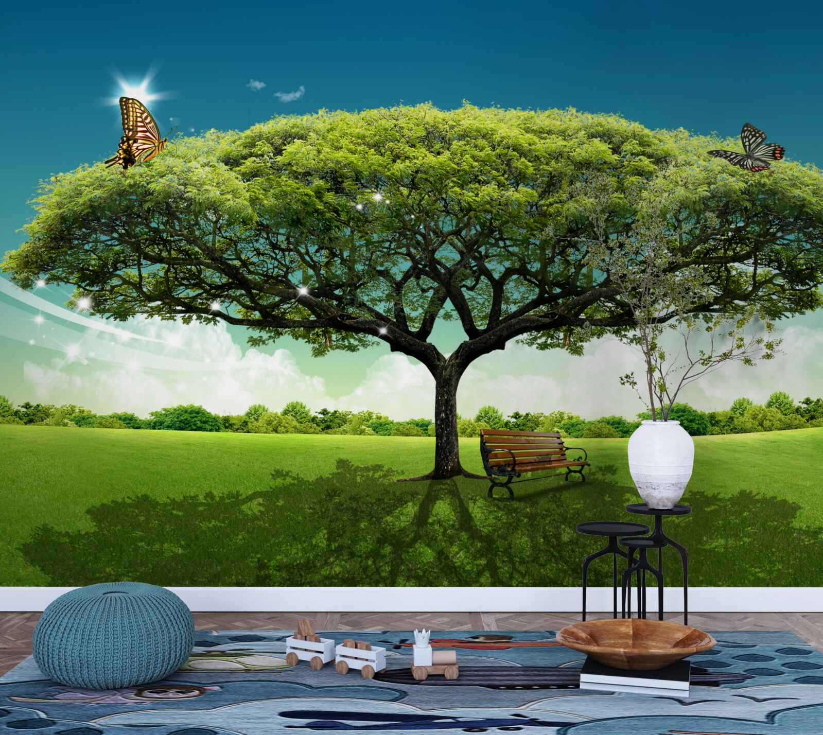 Papier peint un arbre de vie sain vit dans la clairière