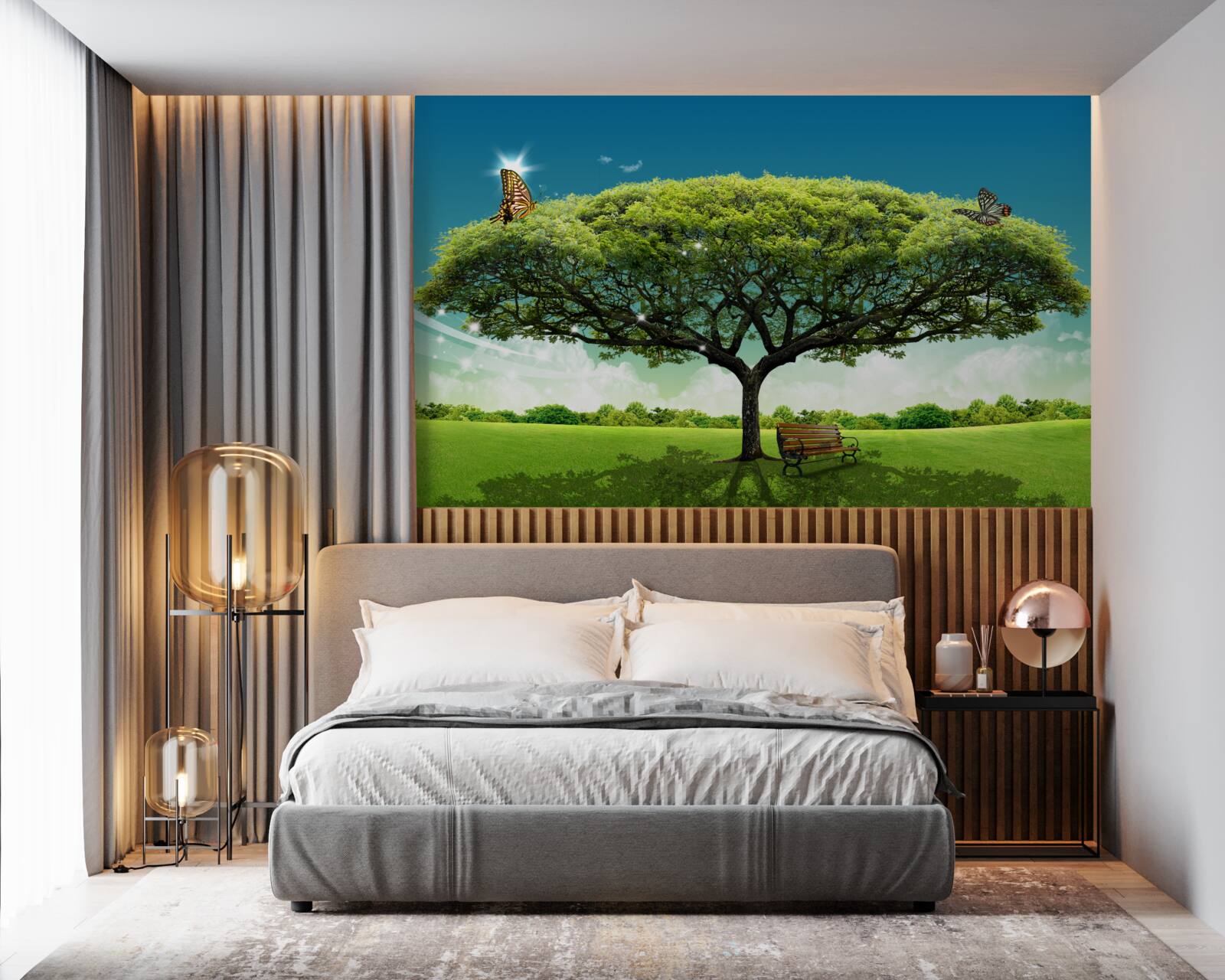 Papier peint un arbre de vie sain vit dans la clairière