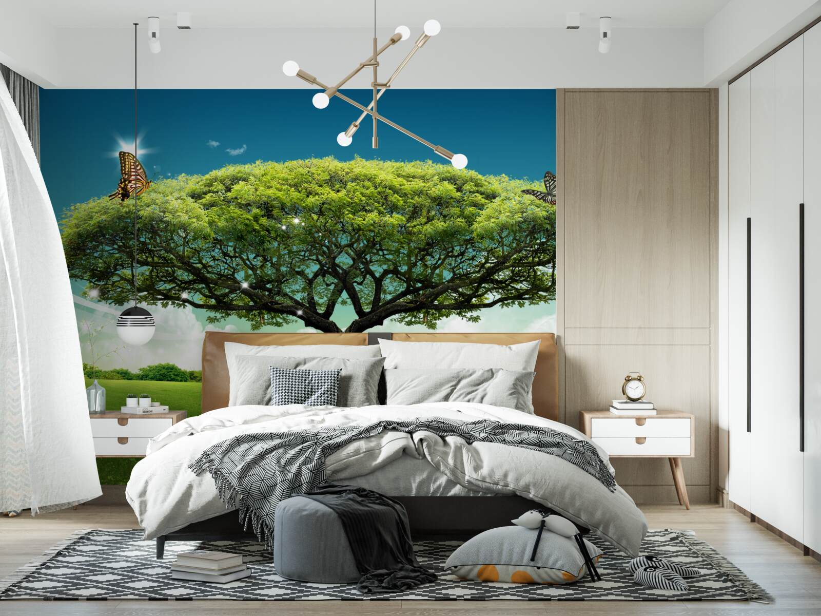 Papier peint un arbre de vie sain vit dans la clairière