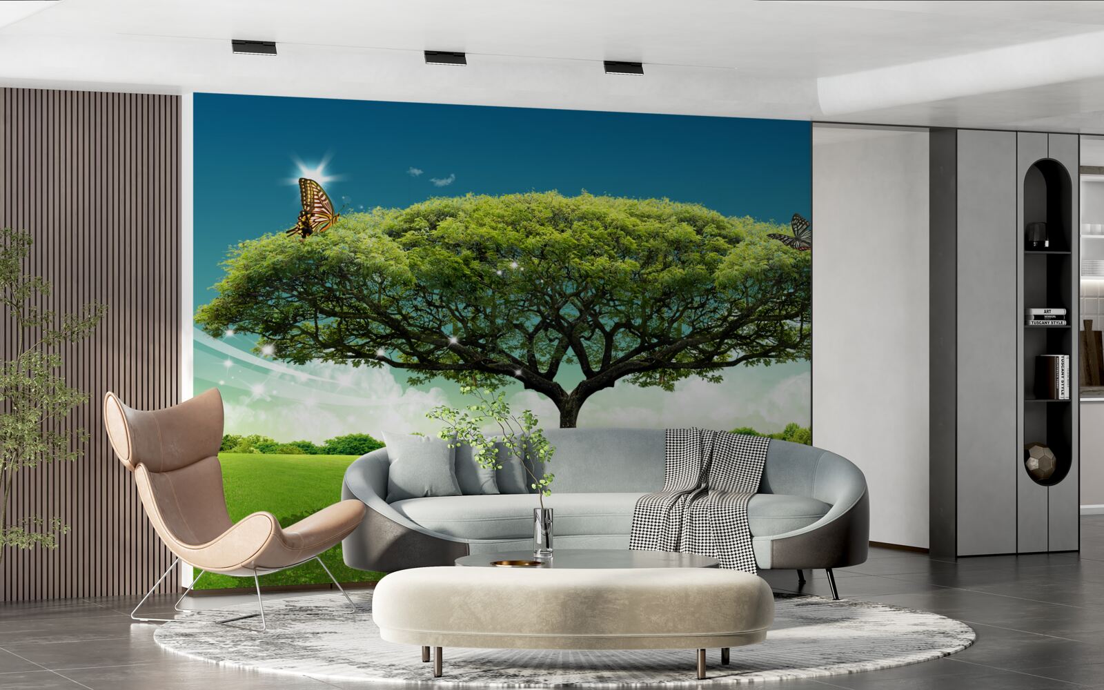 Papier peint un arbre de vie sain vit dans la clairière