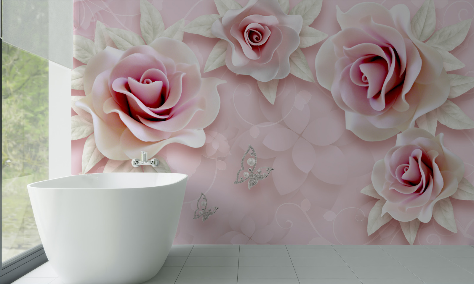 Papier peint Rose porcelaine élégant dans des tons lilas doux