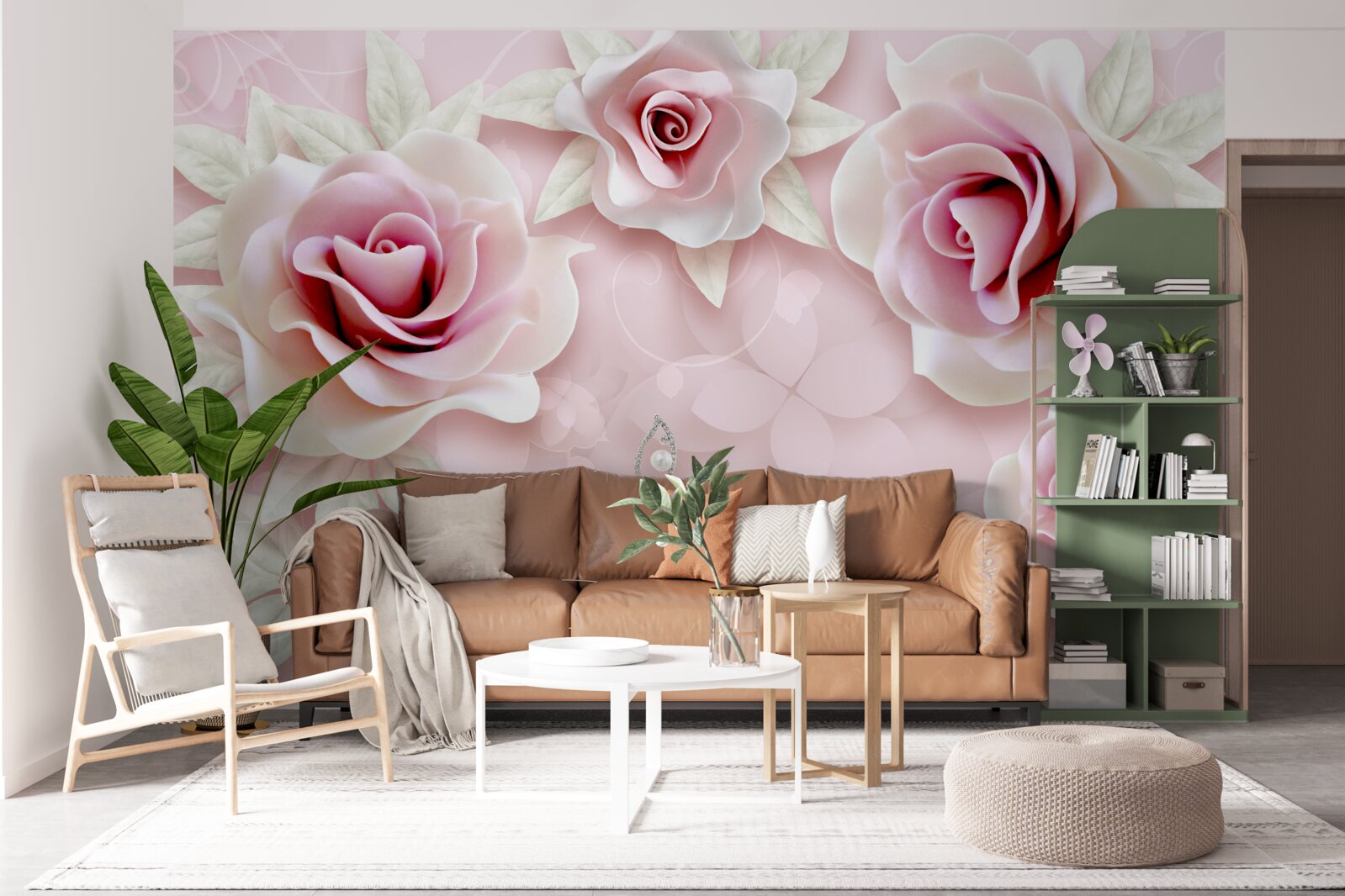 Papier peint Rose porcelaine élégant dans des tons lilas doux