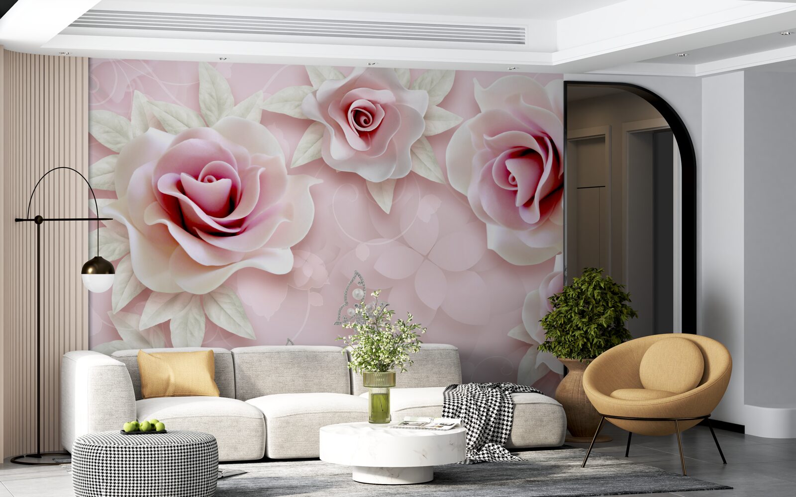 Papier peint Rose porcelaine élégant dans des tons lilas doux