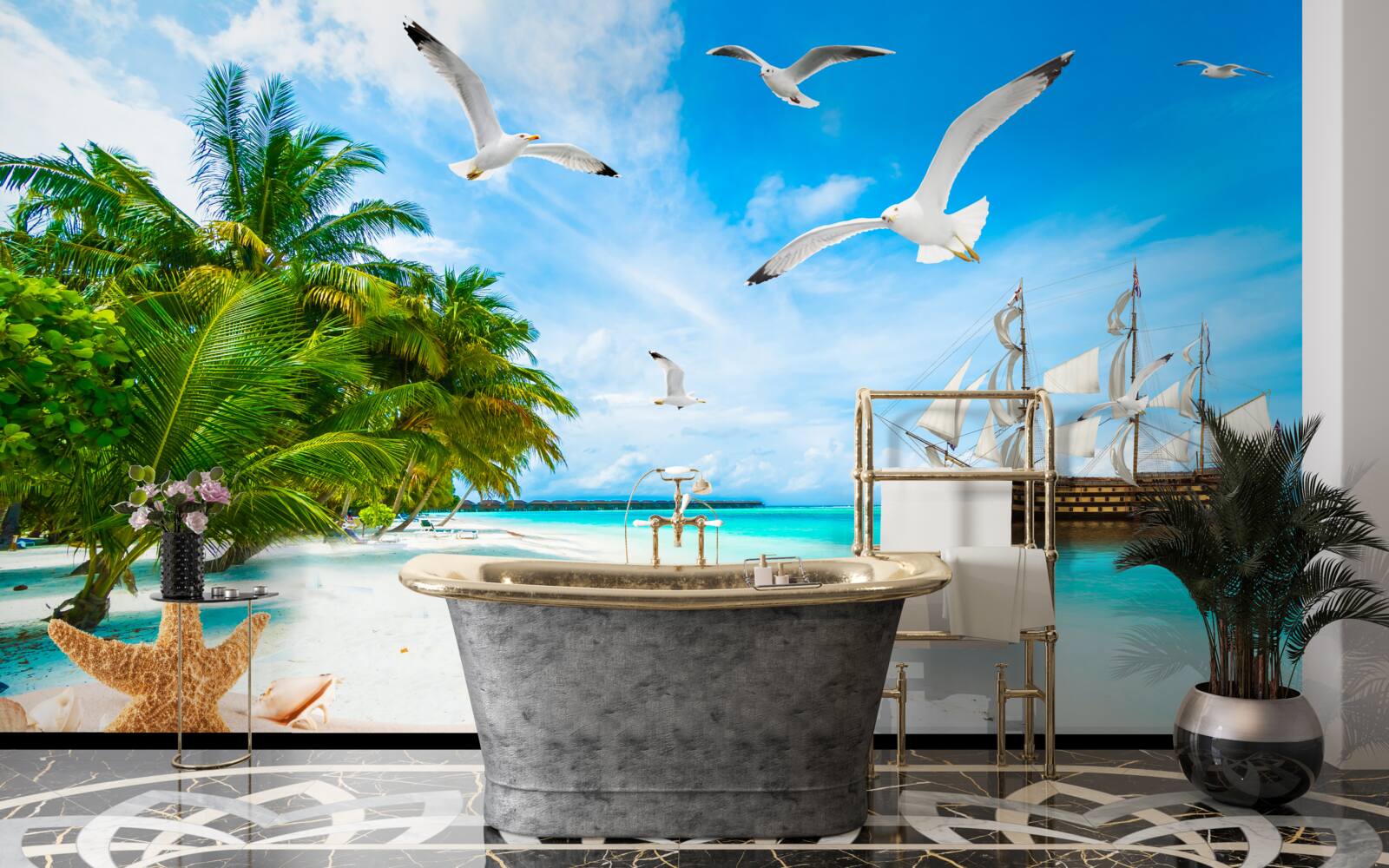 Papier peint lande sur une île déserte