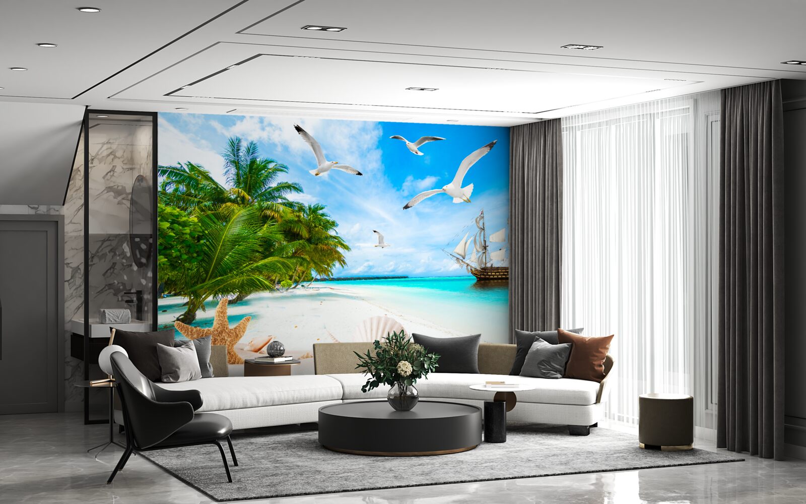 Papier peint lande sur une île déserte