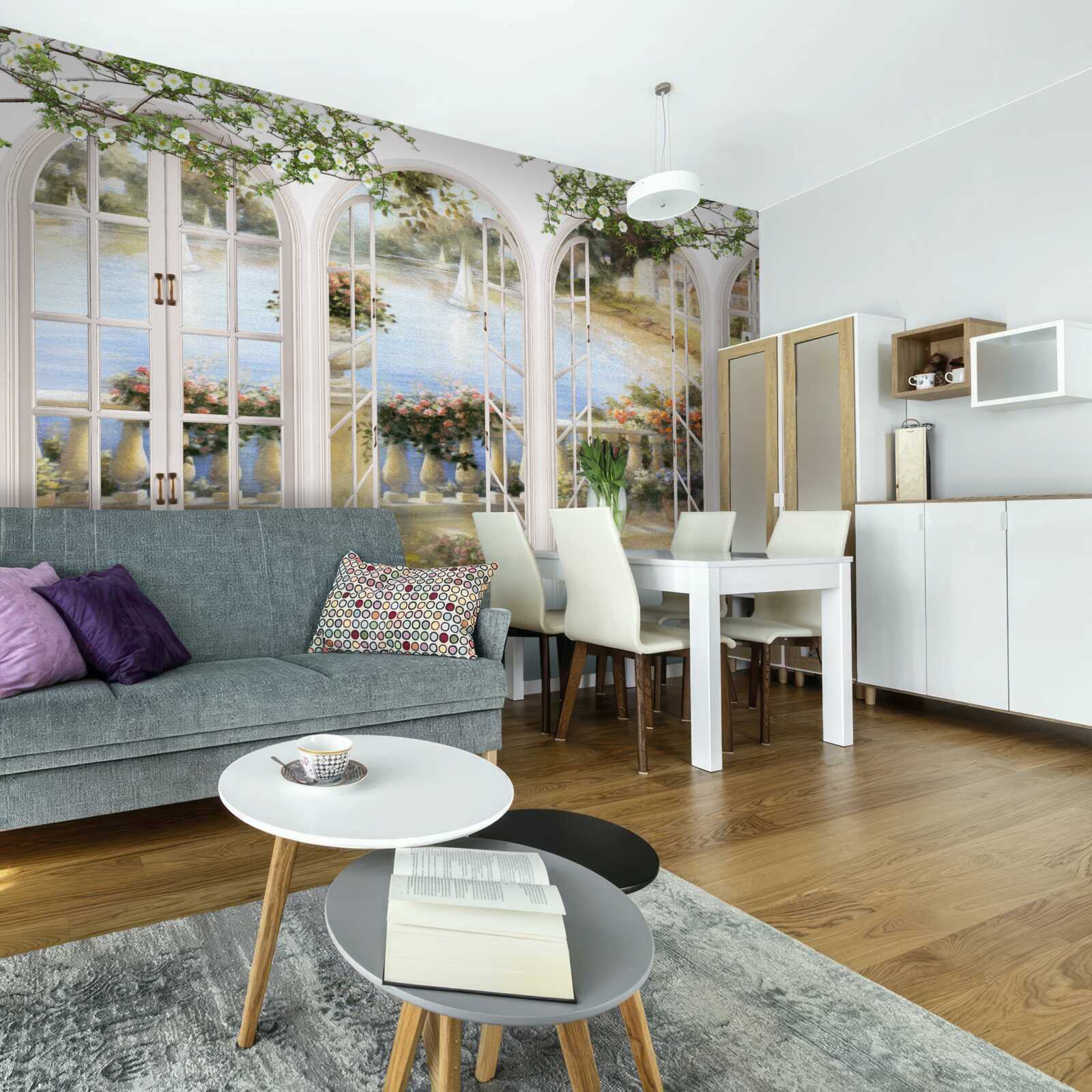 Papier peint vue de la baie depuis les fenêtres