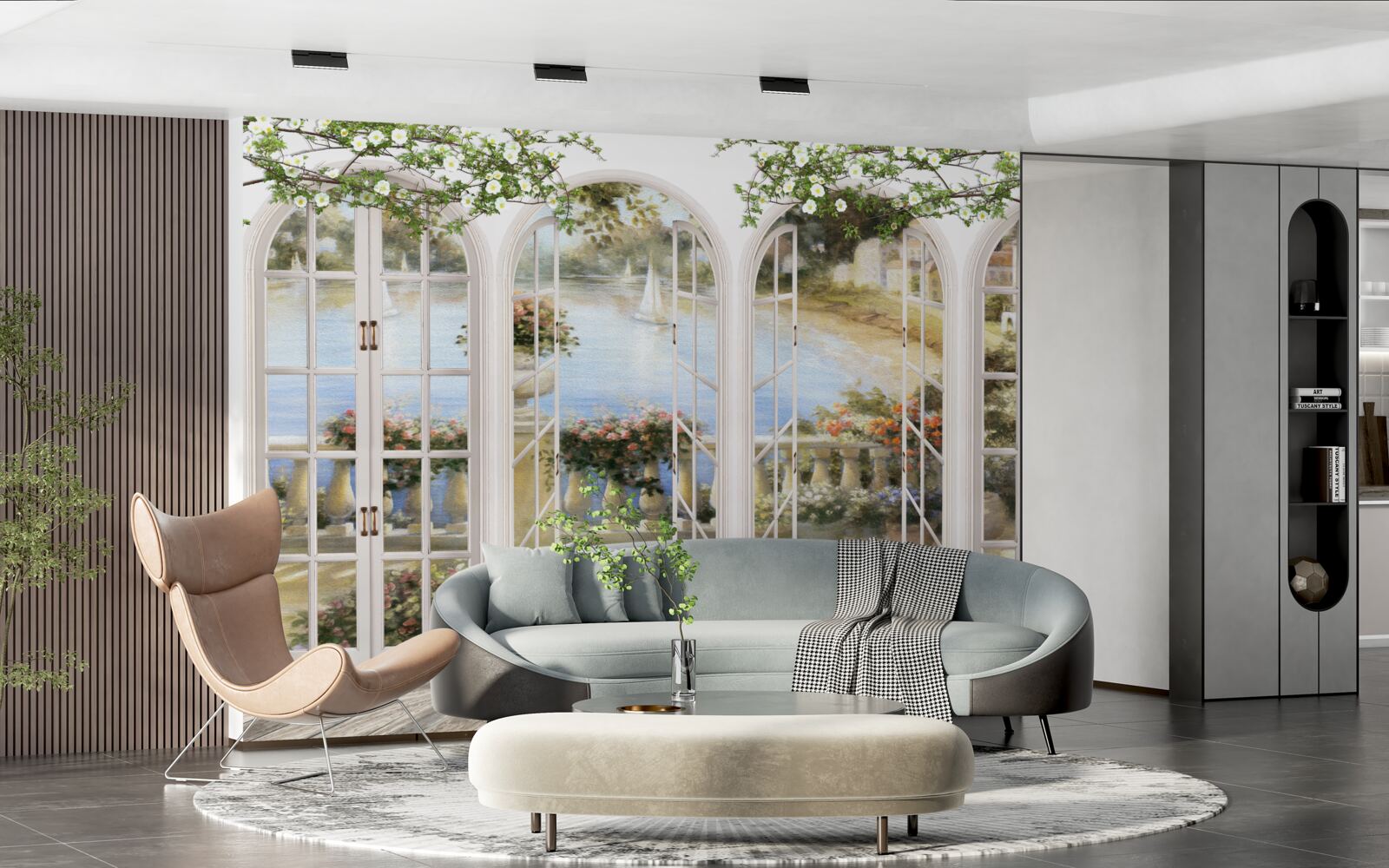 Papier peint vue de la baie depuis les fenêtres