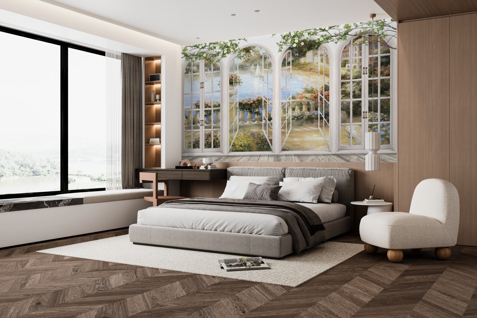 Papier peint vue de la baie depuis les fenêtres