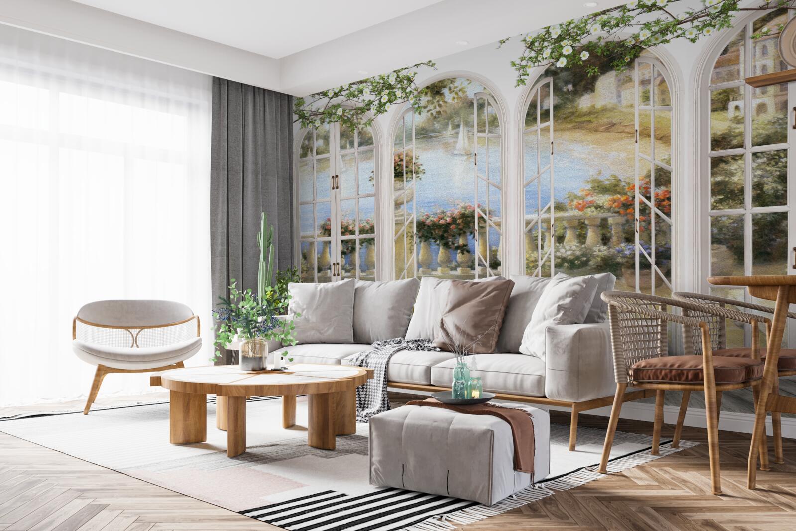 Papier peint vue de la baie depuis les fenêtres