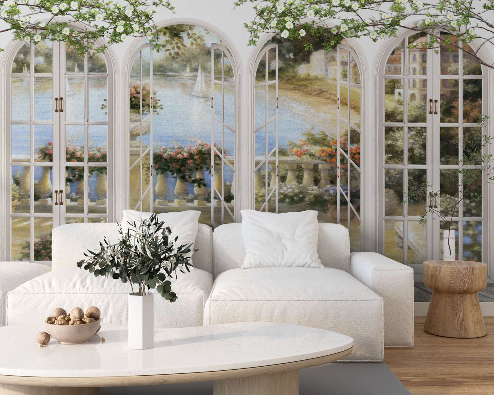 Papier peint vue de la baie depuis les fenêtres