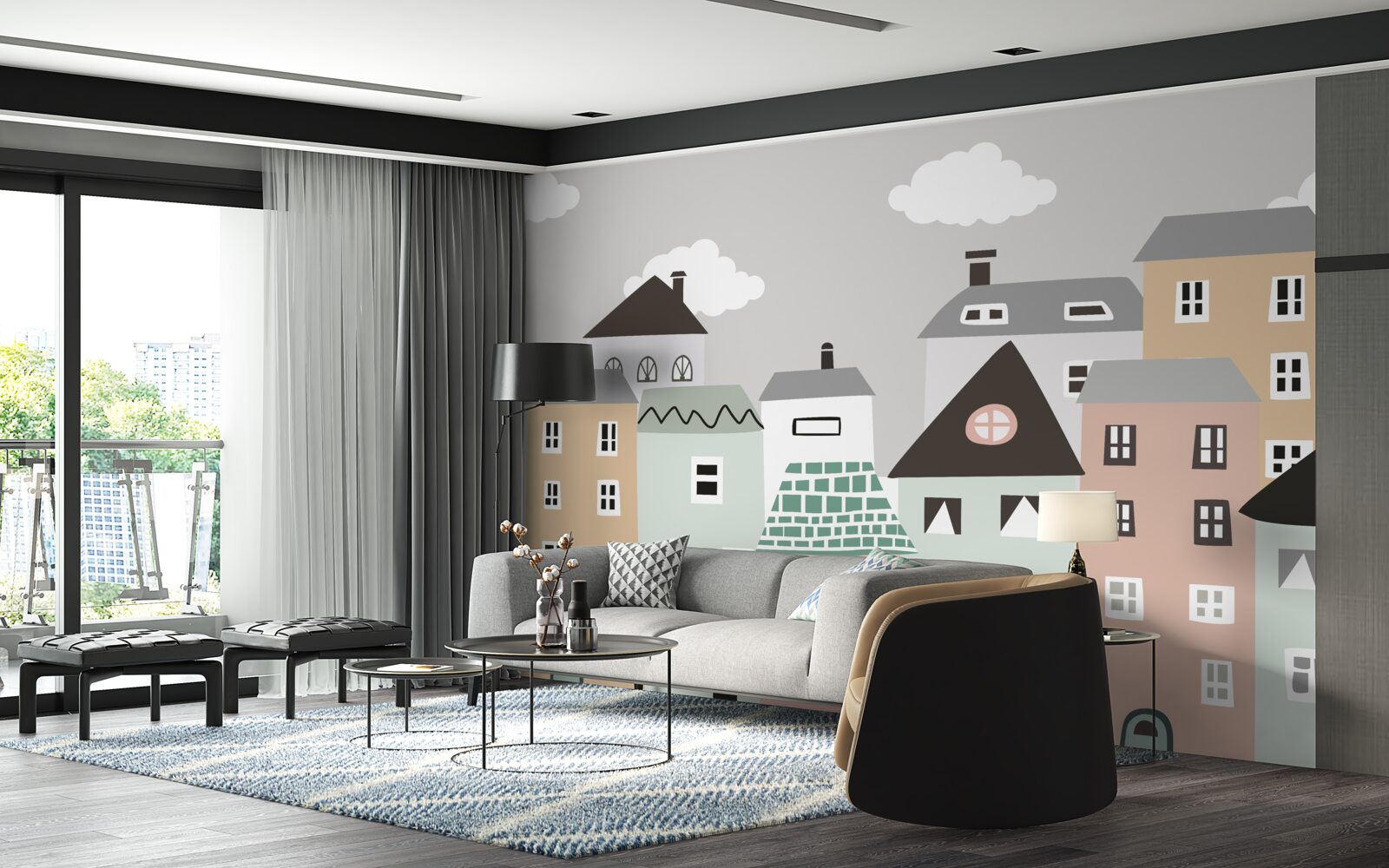 Papier peint des bâtiments résidentiels uniques