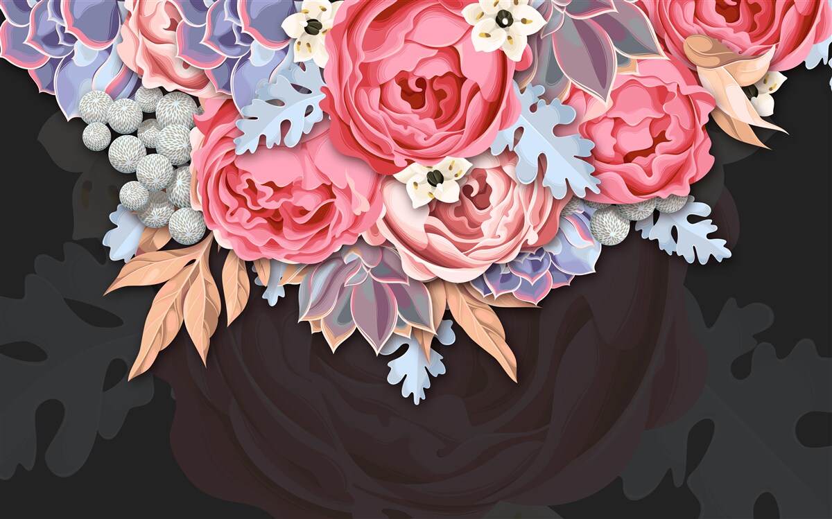 Papier peint composition de diverses fleurs