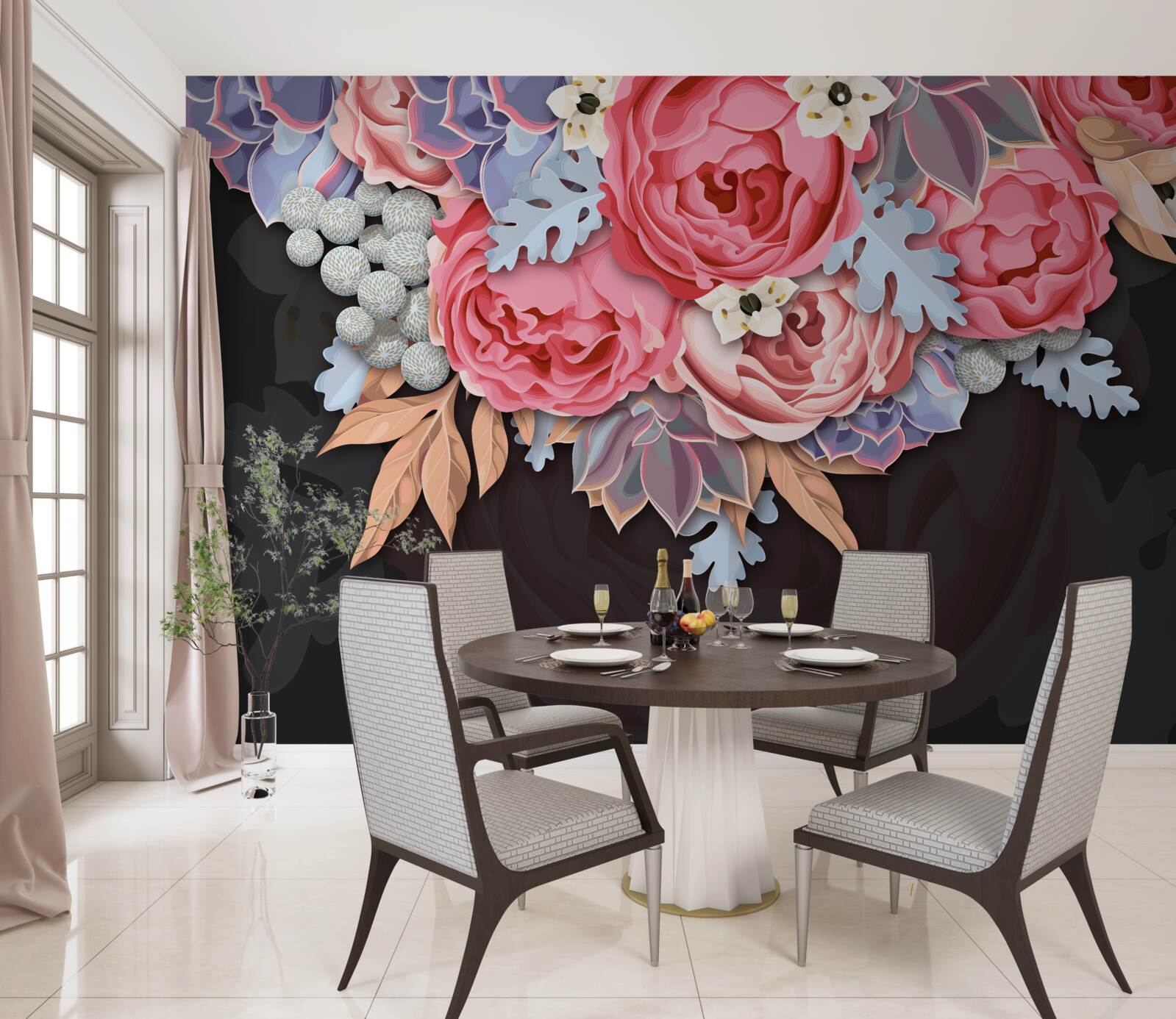 Papier peint composition de diverses fleurs