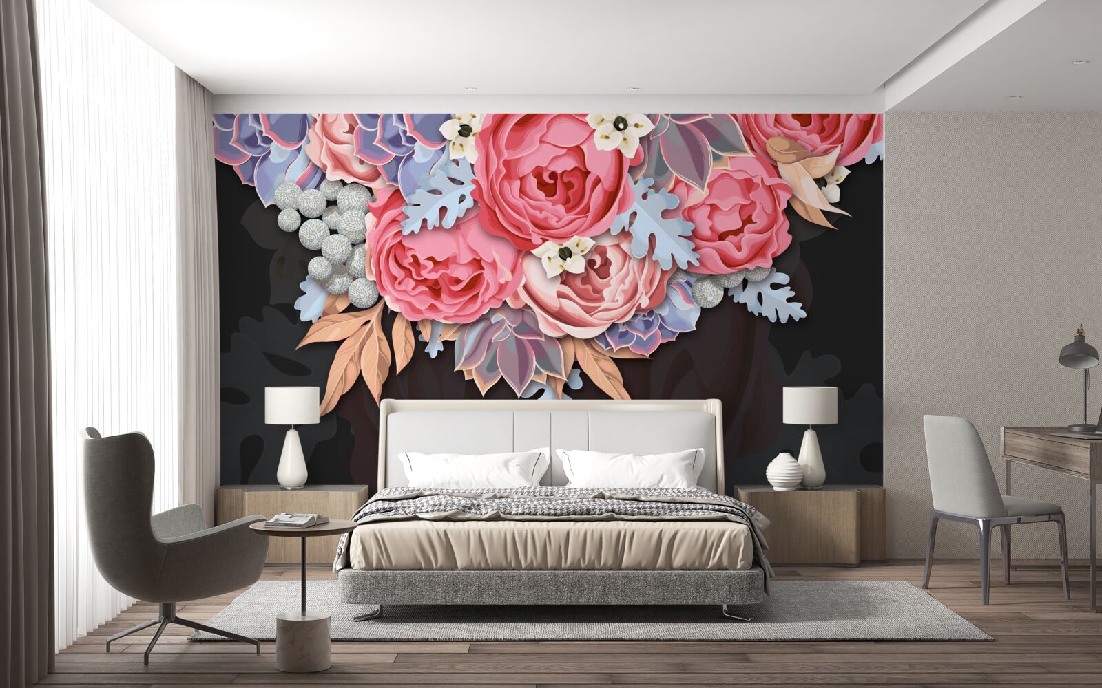 Papier peint composition de diverses fleurs