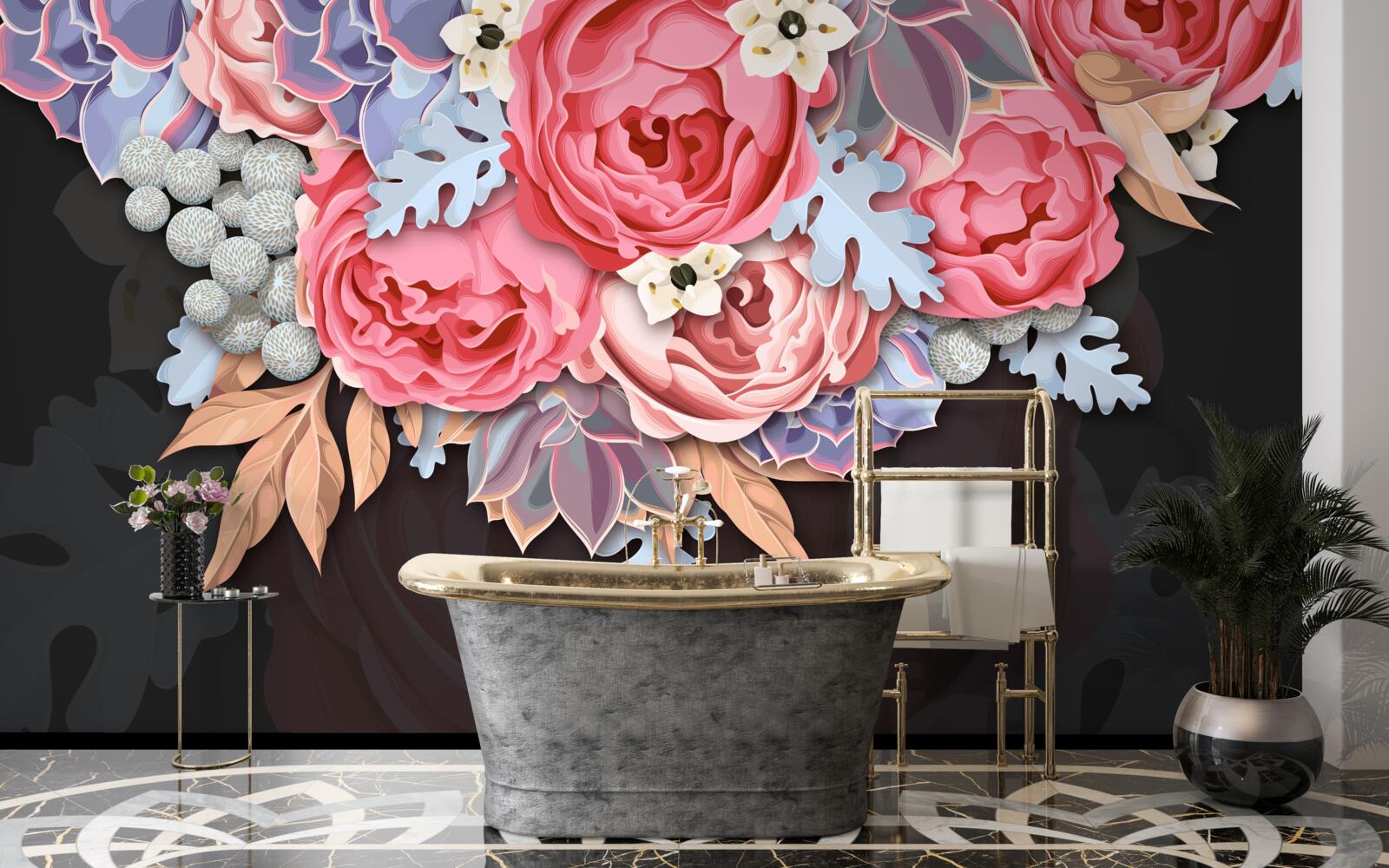 Papier peint composition de diverses fleurs