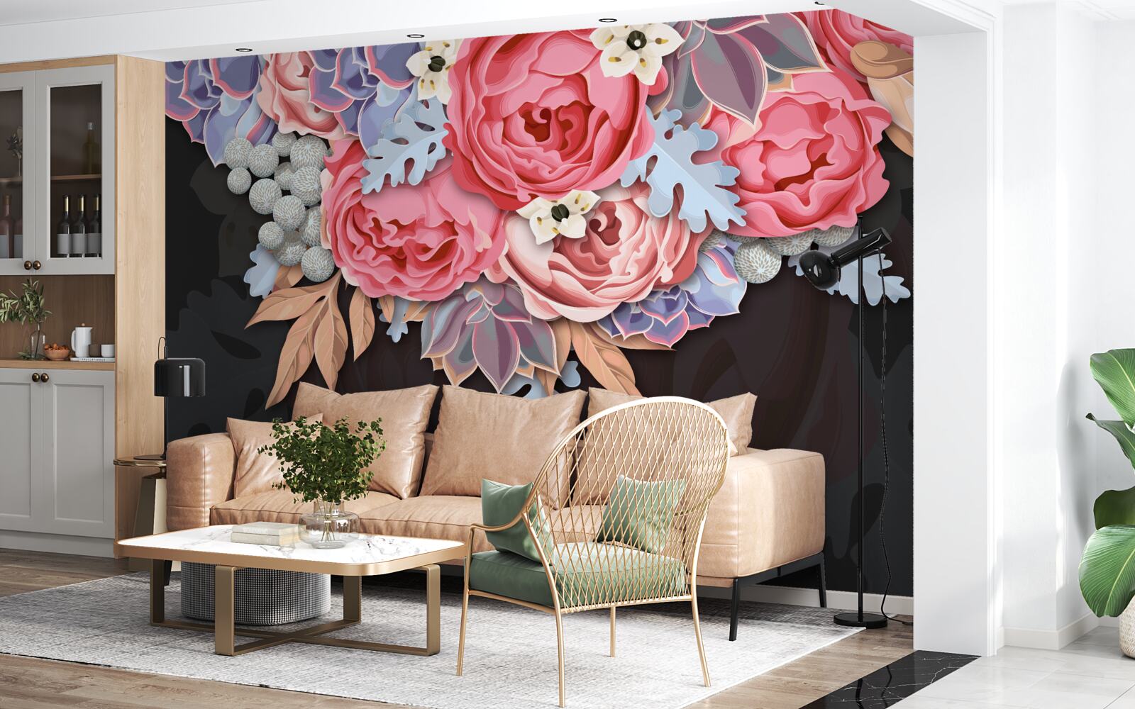 Papier peint composition de diverses fleurs