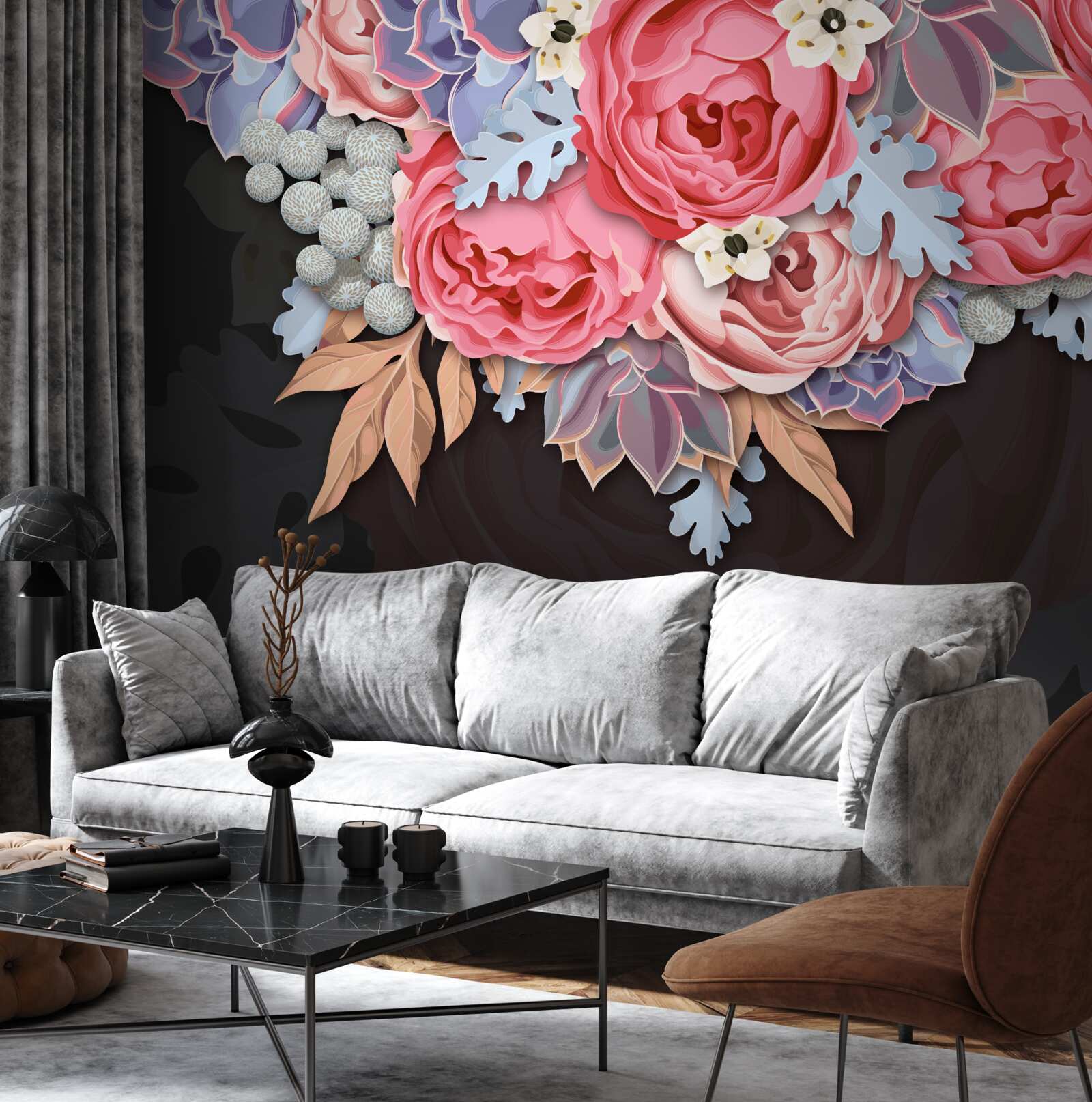 Papier peint composition de diverses fleurs