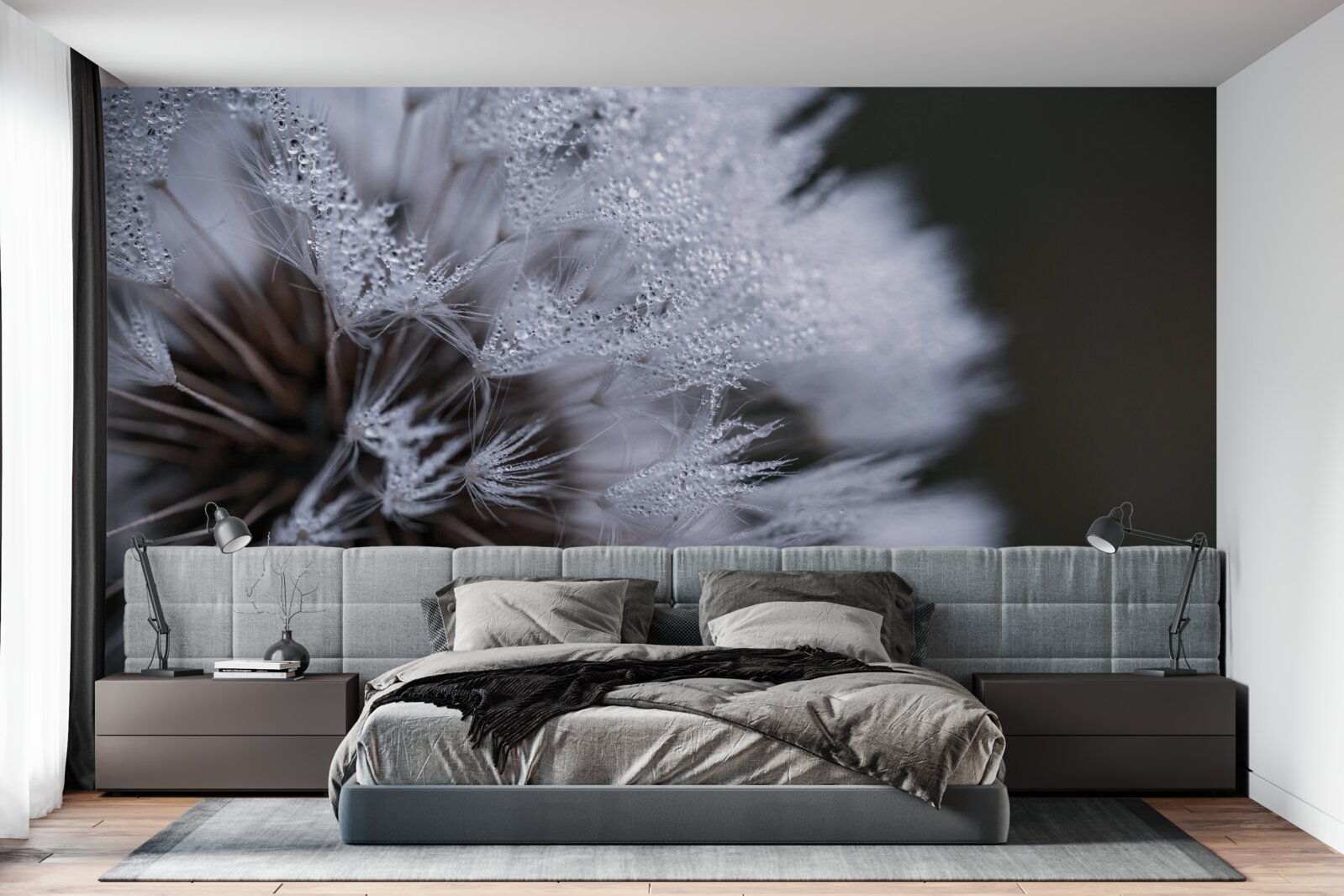 Papier peint fleurs de pissenlit aux pétales duveteux