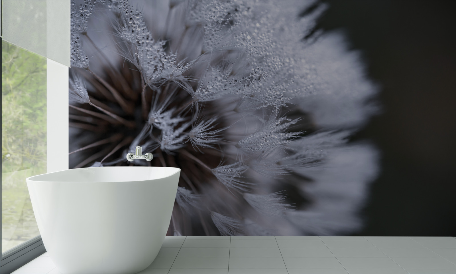 Papier peint fleurs de pissenlit aux pétales duveteux