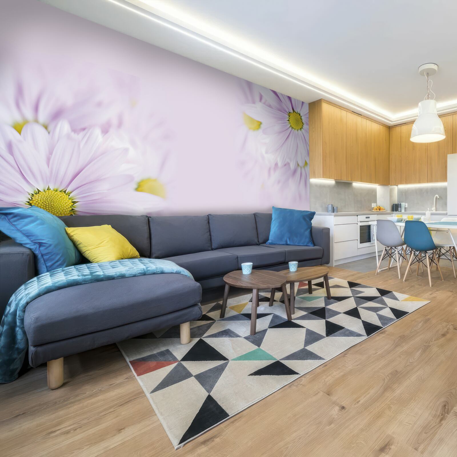 Papier peint marguerites blanches sophistiquées