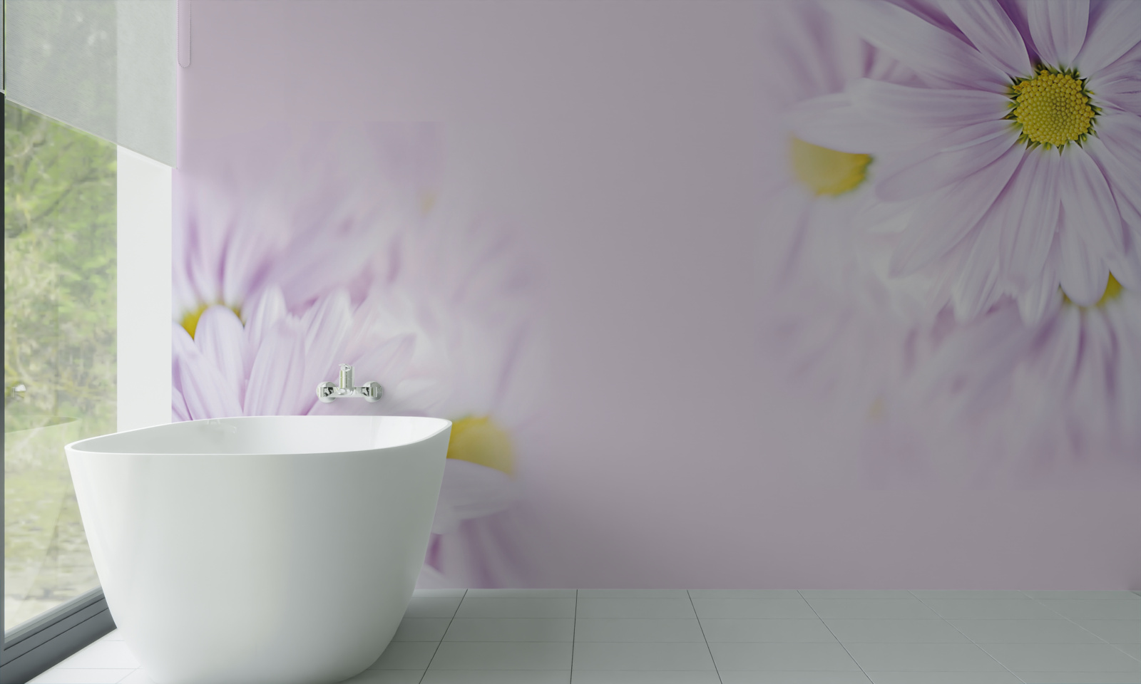 Papier peint marguerites blanches sophistiquées