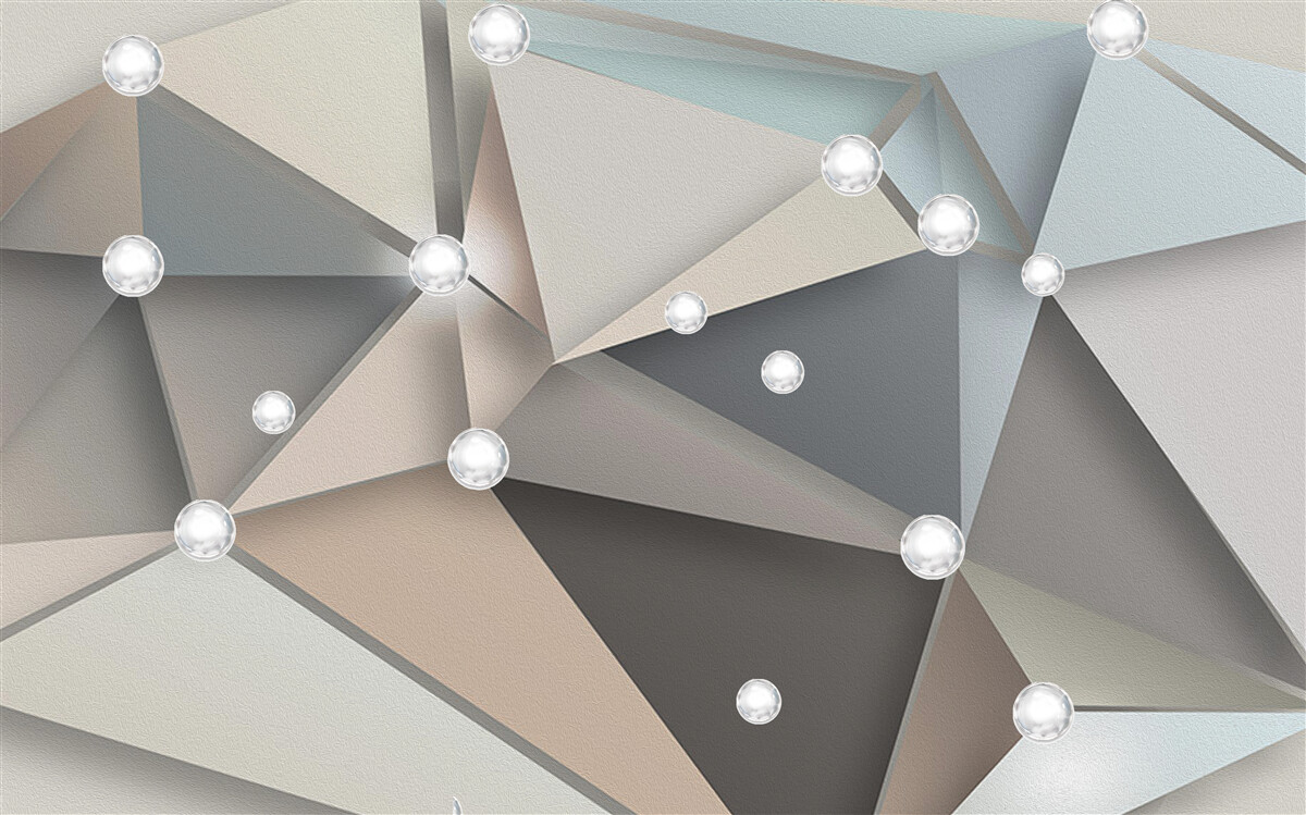 Papier peint nacre sur triangles dans des tons pastel