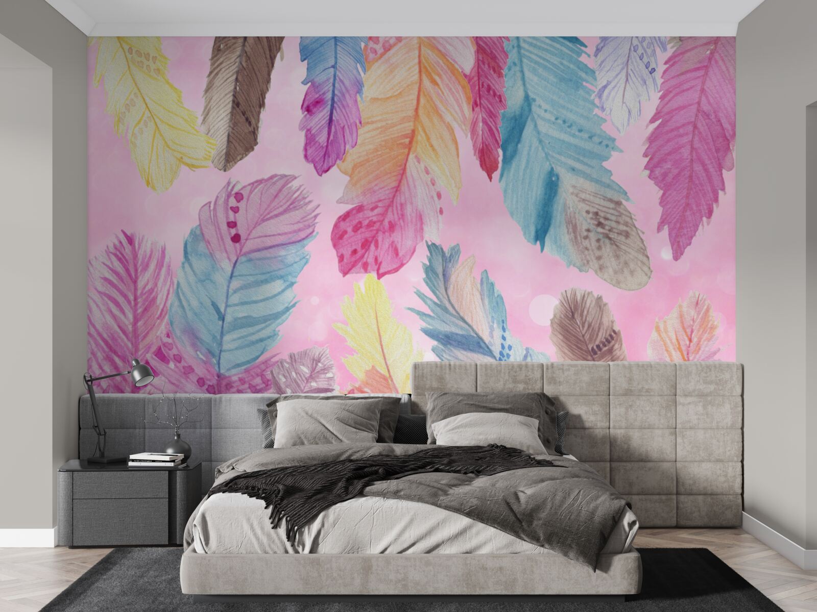 Papier peint plumes avec de magnifiques tons différents