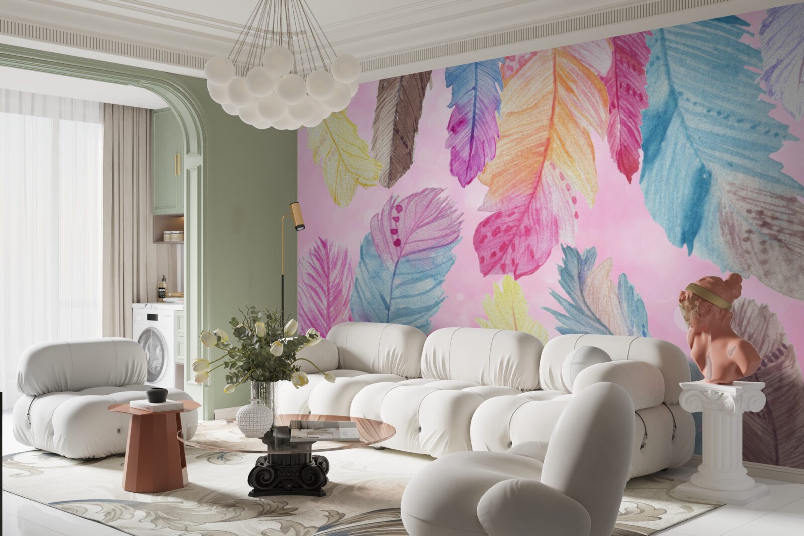 Papier peint plumes avec de magnifiques tons différents