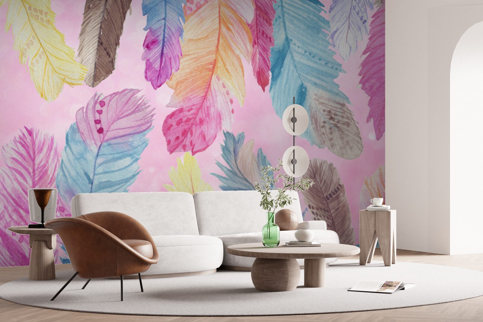 Papier peint plumes avec de magnifiques tons différents