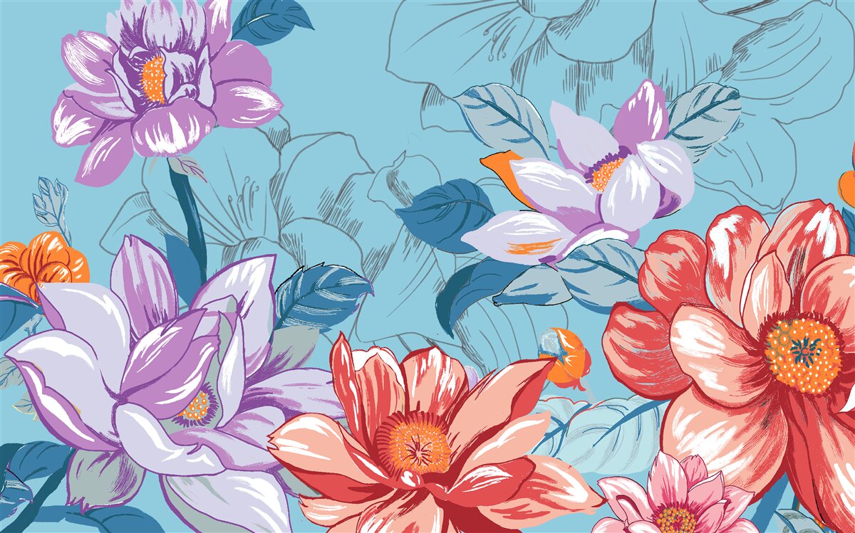 Papier peint Les fleurs vues de près impressionnent par leur beauté